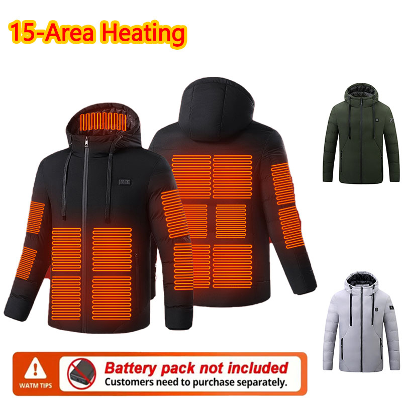 Outdoor Sport Coat - 15 Bölge Isıtmalı Kışlık Kapüşonlu Ceket